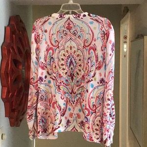 Chico’s colorful print cardigan